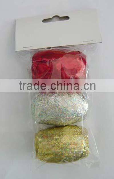 HOT SALE 3PK Mix Color 10 meters Metallic Poly Curly Ribbon Gift Bow