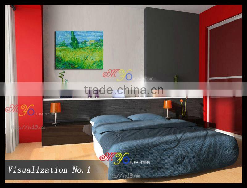 Vangogh green field scene handmade oil painting on canvas home decoration