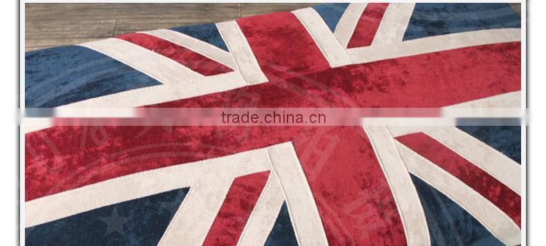 S-150-1 European Style Bench Stool Union Jack Fabric Covered Ottomans