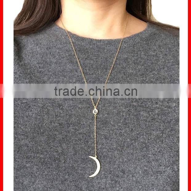 2016 various colors gemstone long chain leaf charm pendant Silver Y necklace