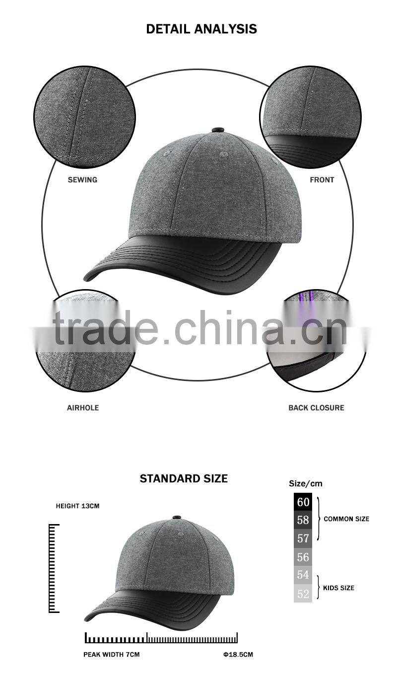 Grey trucker hats for men with black leather curved visor