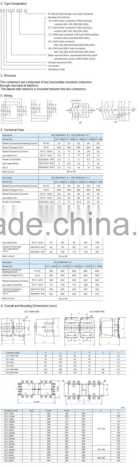 Industrial Controls,CC1-N Reversing/Change-over type Contactor CC1-4011N