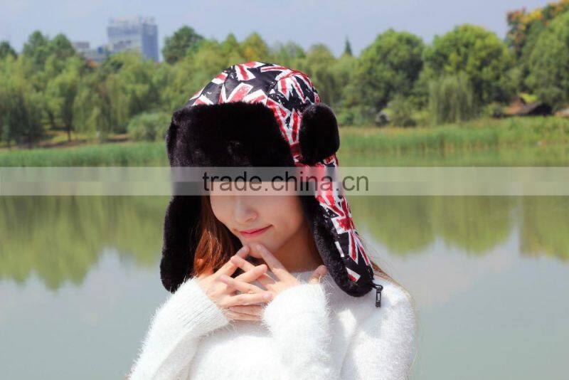 New United Kingdom Flag Printed Women Men Winter Hat And Caps With Earflap