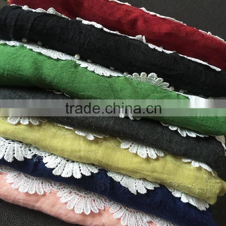 Wholesale New Design Plain Viscose Flower Bead Fashion Woman Scarf