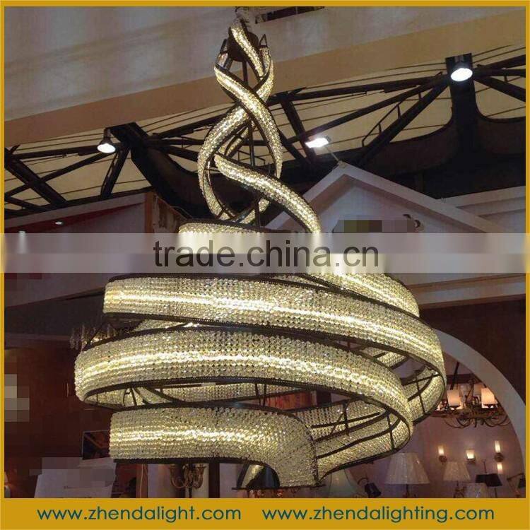 spiral shape iron 3000K hotel chandelier hanging lamp for private bungalow
