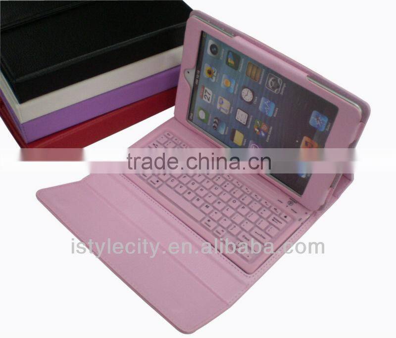 Wholesales Pink Leather Case Keyboard 7 inch for ipad mini
