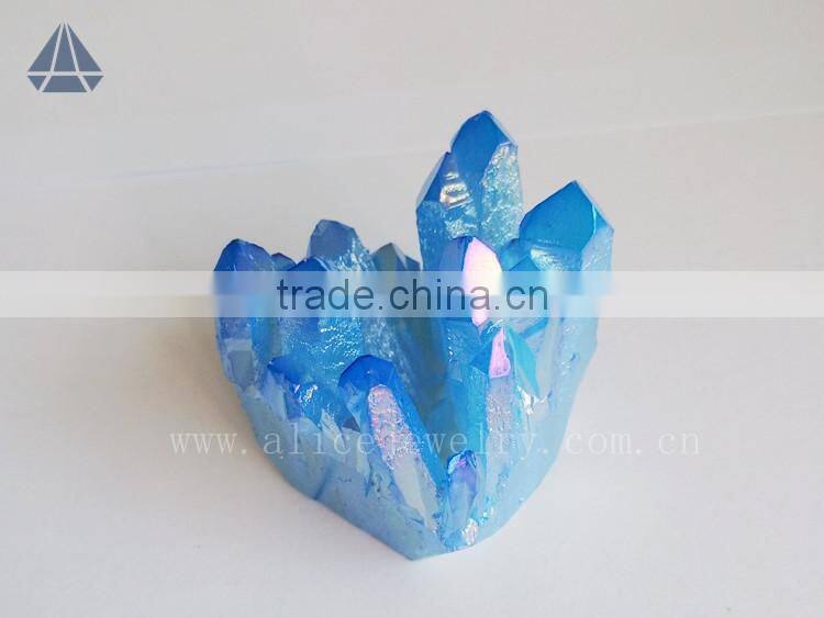 Rock blue aqua aura quartz crystal cluster healing stones cluster