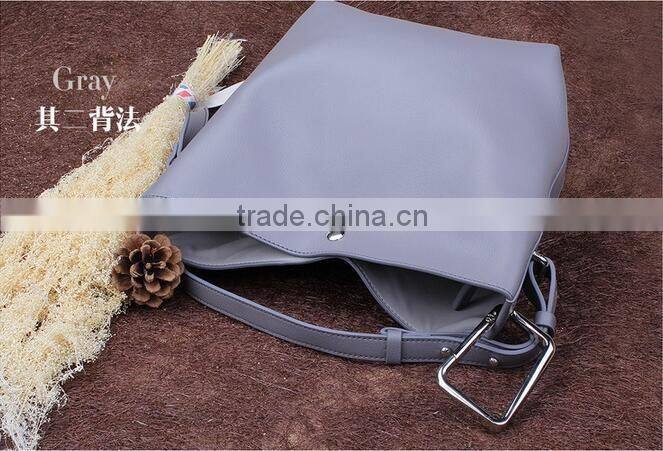 2016 new Korean fashion square buckle leather Bucket Bag