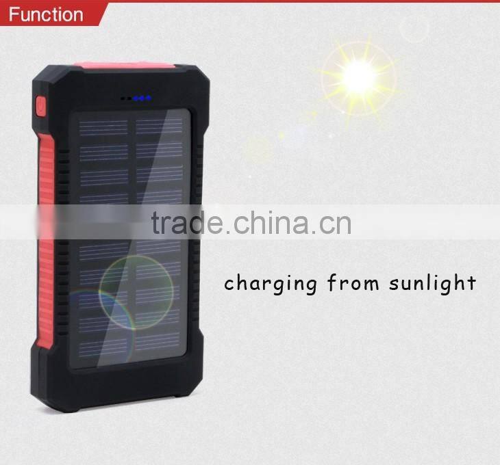 outdoor waterproof 8000mah high capacity Multi-purpose mobile phone powerbank solar charger for cell phone