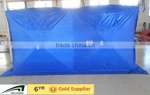 Colorful fishing tent for camping in Winter