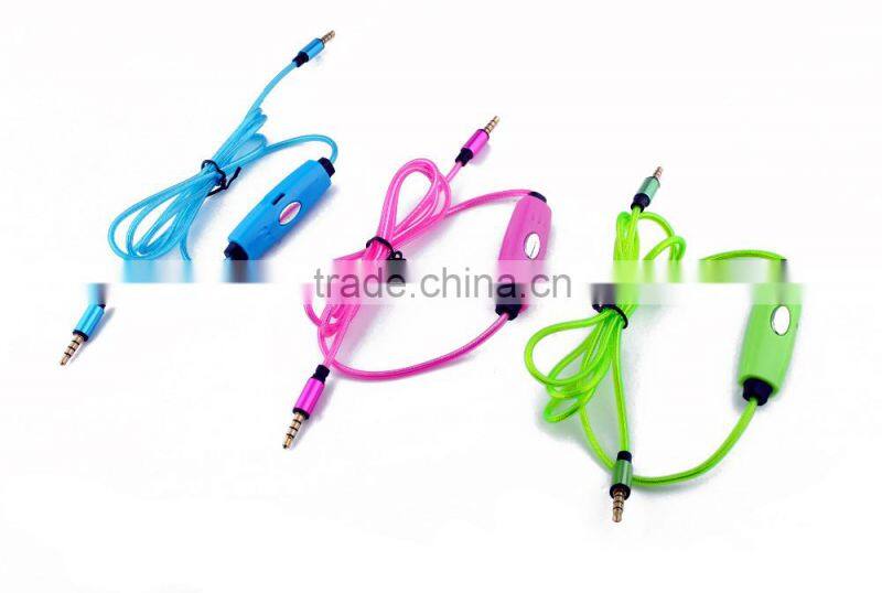Latest Products EL/LED light cable for headphone, aux audio cable with microphone