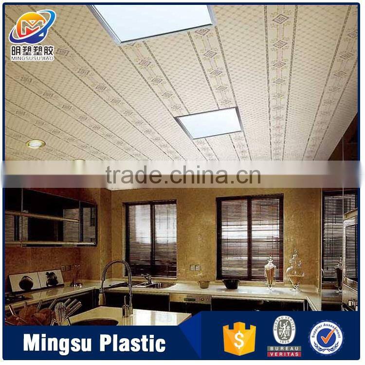 Laminate and hot stamp and print plastic false ceiling pvc board for ceiling decoration