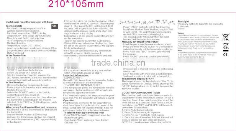 Temperature Alarm Function Barbecue Meat Thermometer