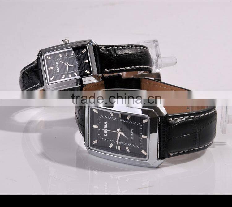 Stainless steel Automatic Leather Strap Lovers Wrist Watch