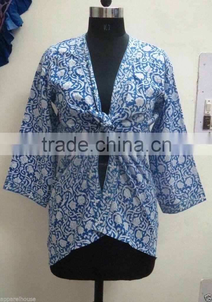 Indian Handmade Girls Wear Stylish Top Designer Women Beach Blouse Modern Girls Wear Block Printed Dress Sexy Casual Wear Top