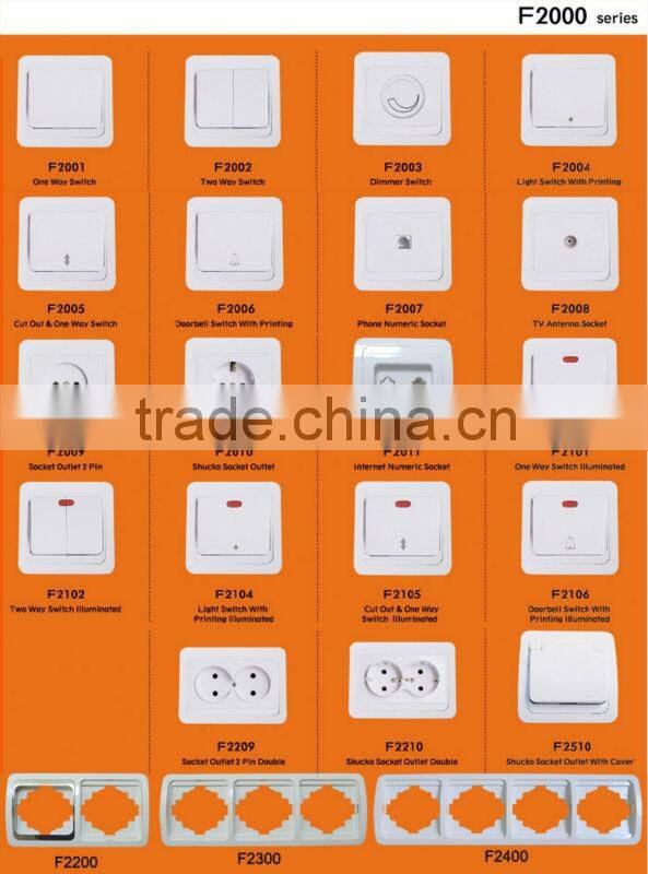 German style 2 gang 1 way light switch illuminated (F2102)