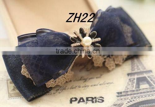 Blue Chiffon Ribbon Hair Clip Hair Accessories Hair Bow Embellishments Wholesale