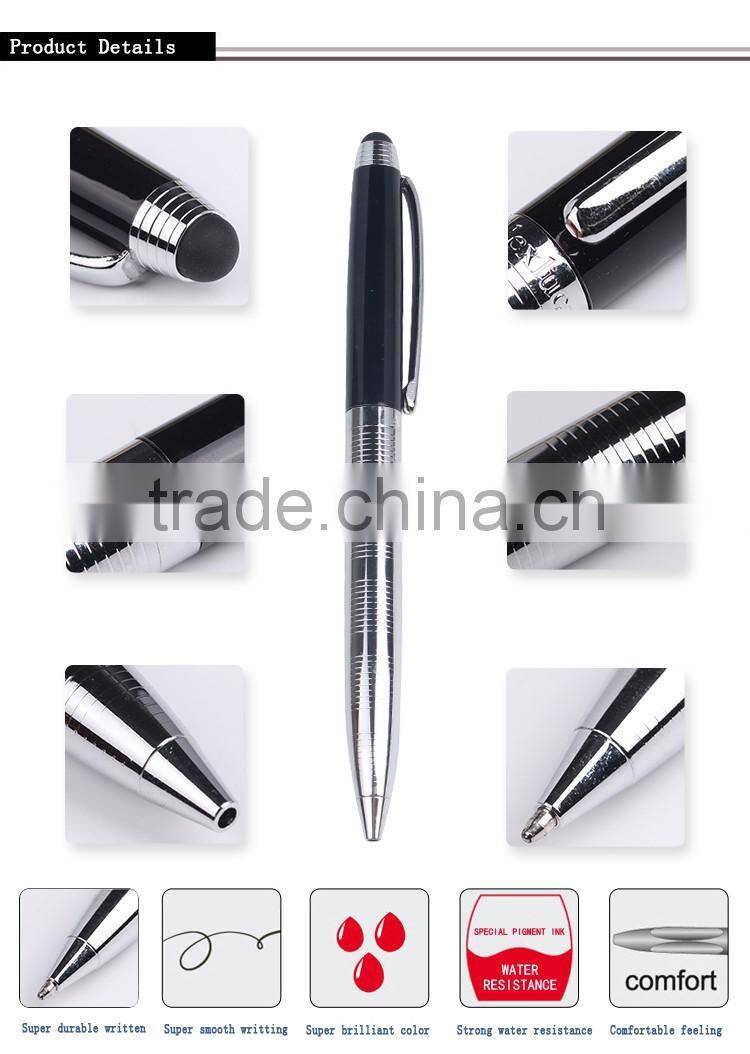 2016 popular promotional metal ball pen with touch screen stylus