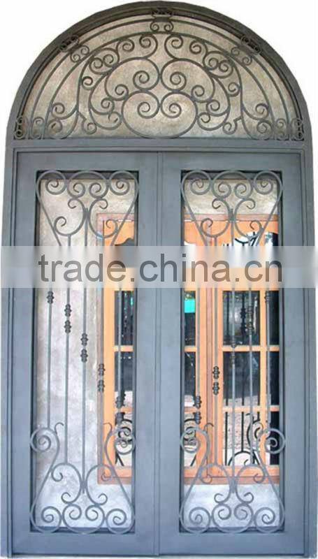 Top-selling entrance door wrought iron(clamp glass)