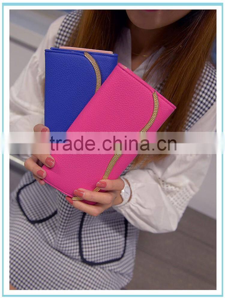 factory wholesale candy color women wallet leather purse