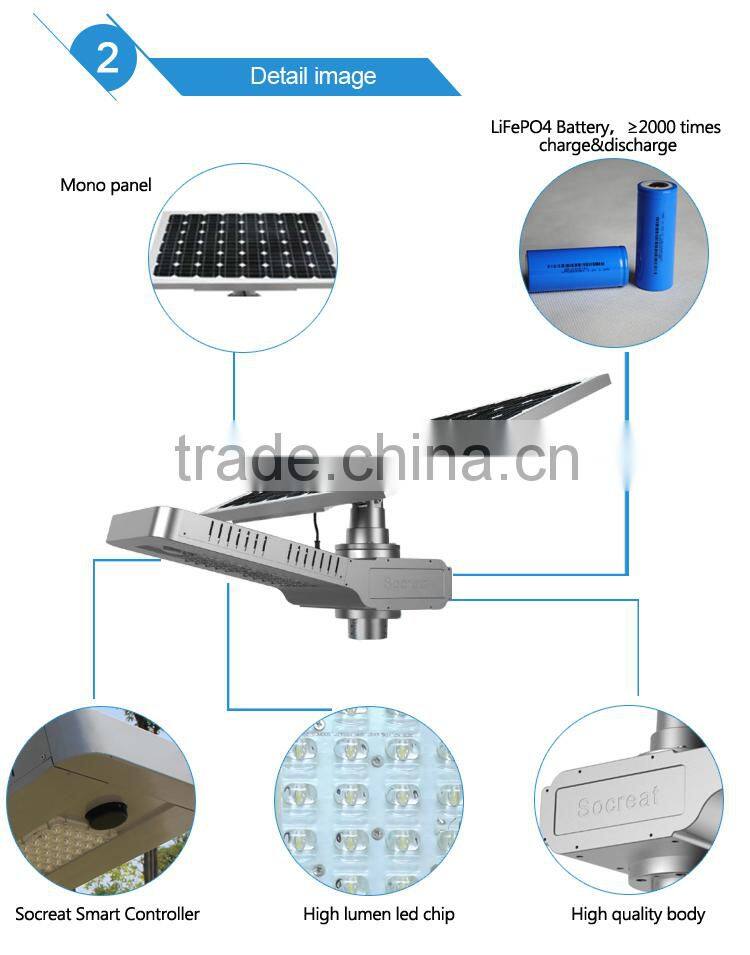 40W IP65 Motion Sensor Integrated All in One Solar Led Street Light with 80W Photovoltaics Panel Battery