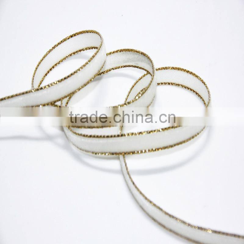 Velvet ribbon with gold edged