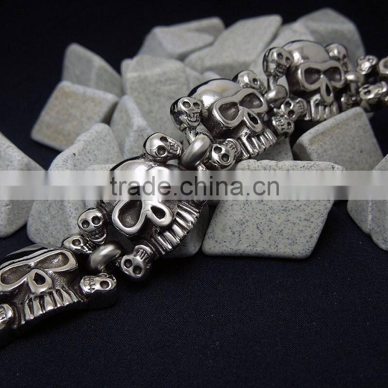 Men Punk Jewelry 316L Stainless Steel Skull Bracelet Wholesale