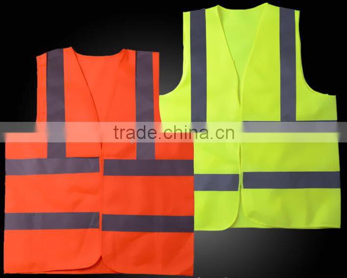 EN471 adult security protection Orange Yellow Reflective Strips Safety Warning Vest Jacket Clothing