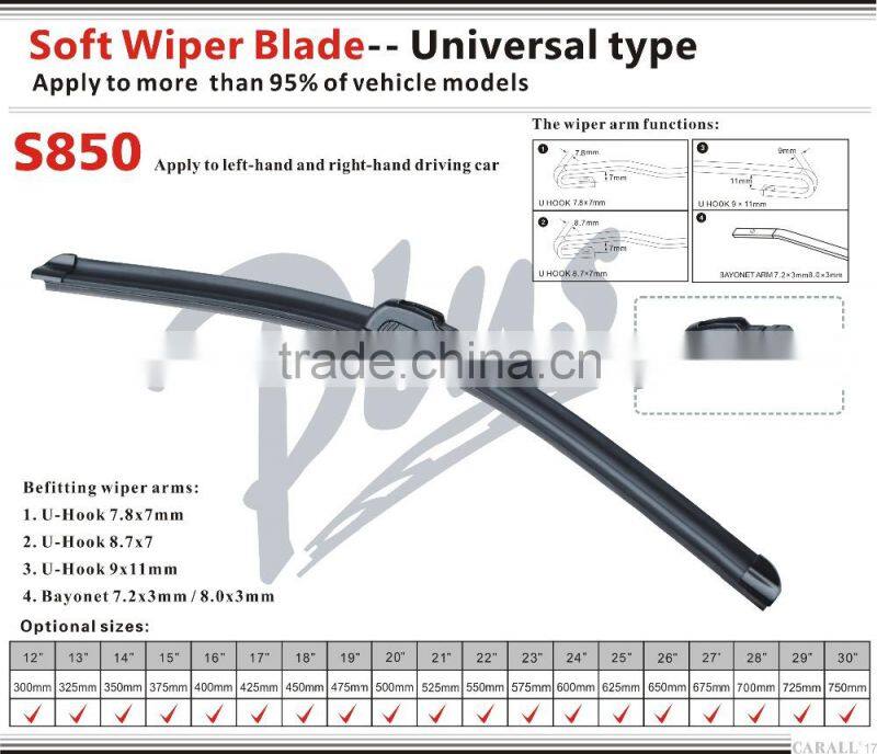 Automobiles & Motorcycles Auto Wiper Blade for U-Hook Wiper Arm