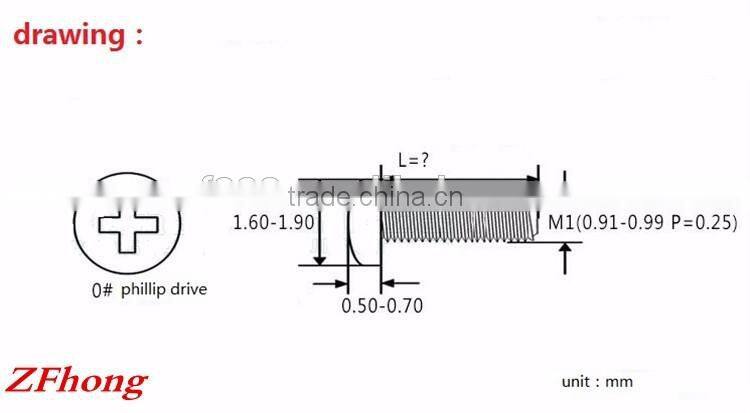 steel with silver color nickel phillip pan round head electronic micro screw
