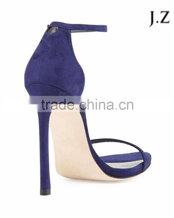 OS09 sexy stiletto plate high heel rubber outsole fish toe suede strap ankle sandals for women