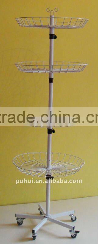 3 tier mobile merchandising wire basket