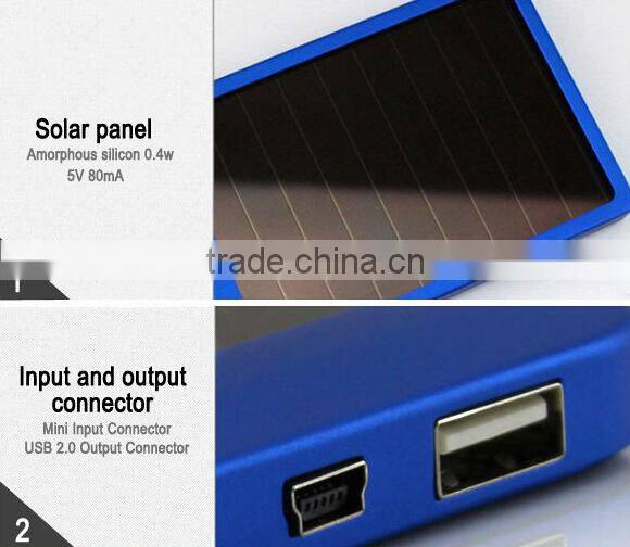 2600mAh Portable Solar Power Bank, Mobile Solar Charger for Iphone6/Plus