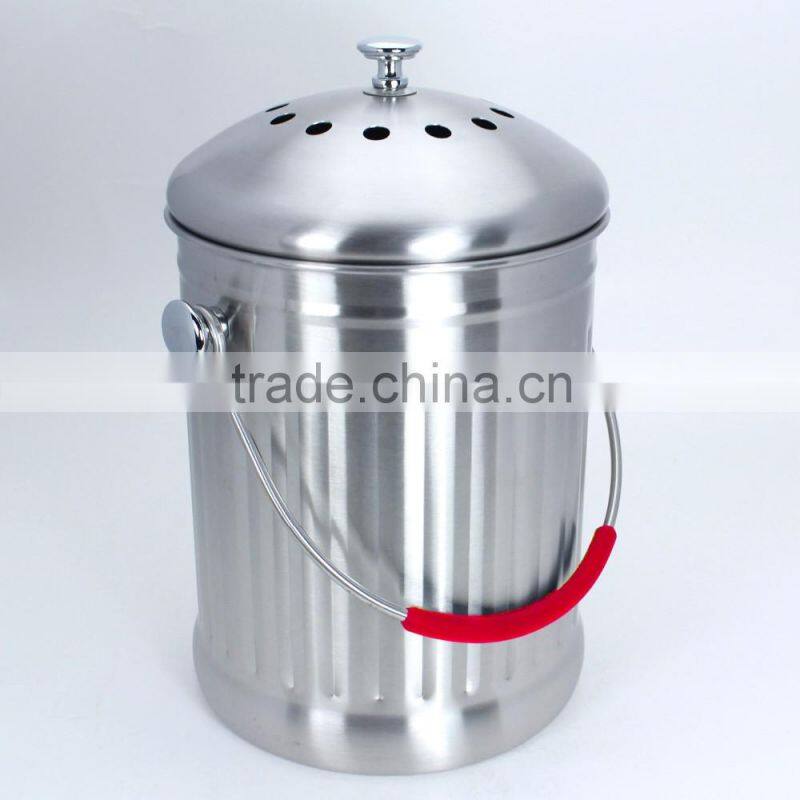 1.0 Gallon Stainless steel kitchen compost pail with Charcoal Filter