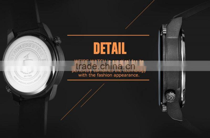 WEIDE watch men 2016 new arrival quartz watch mens leather watch strap analog with flash display watch