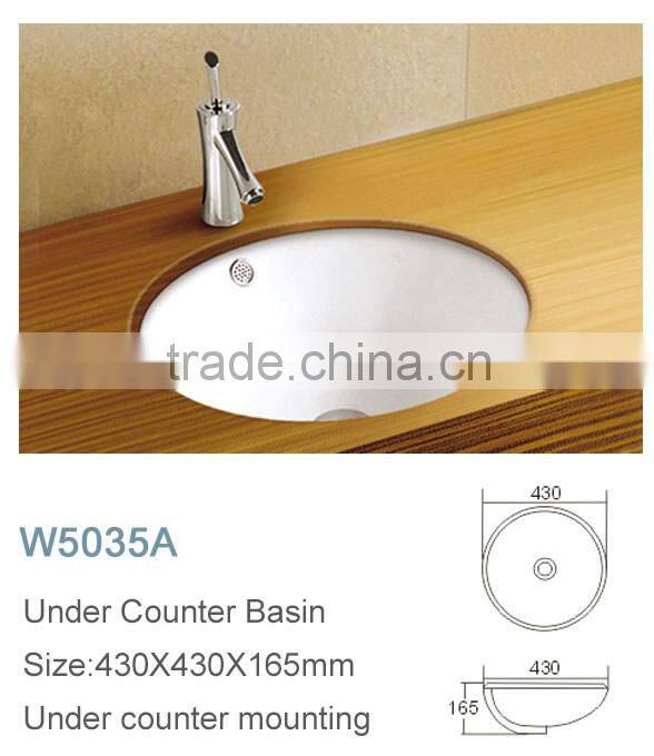 Ceramic under counter big round wash hand basin