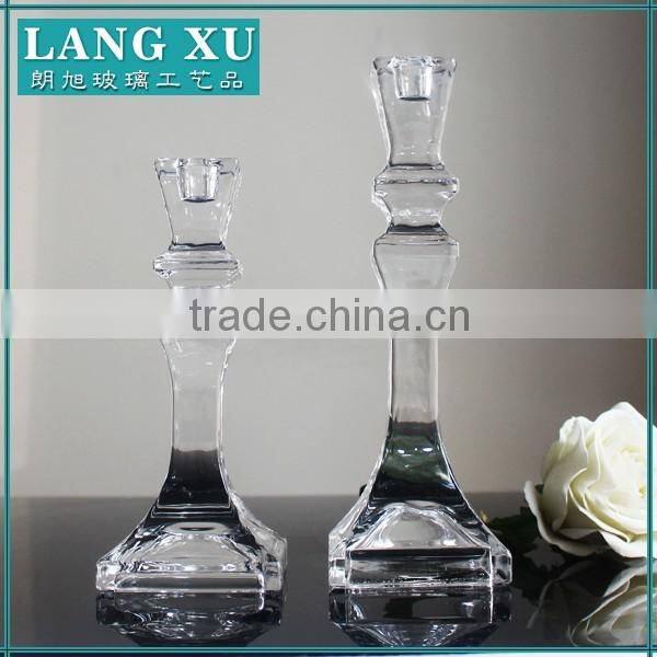Pedestal decorative clear long stem candle holder glass