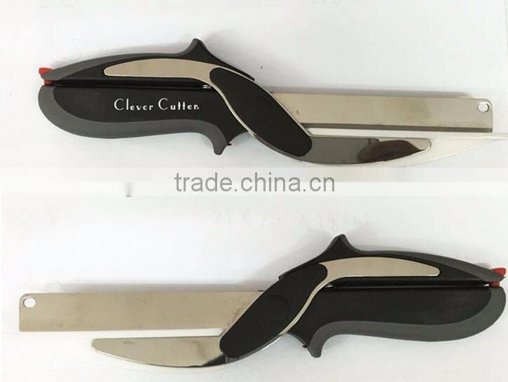 factory wholesales Stainless Steel Clever Cutter 2-in-1 Knife;Chopping Knife Cutting Board Clever Cutter Kitchen Scissor