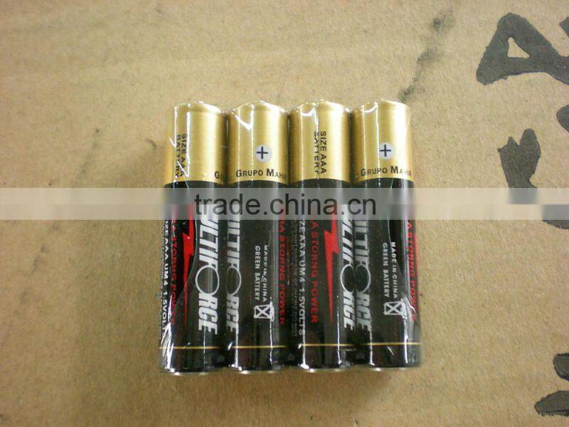4 PACK multiforce Shrink Wrap R03 SIZE AAA UM4 1.5V Battery FOR torch light