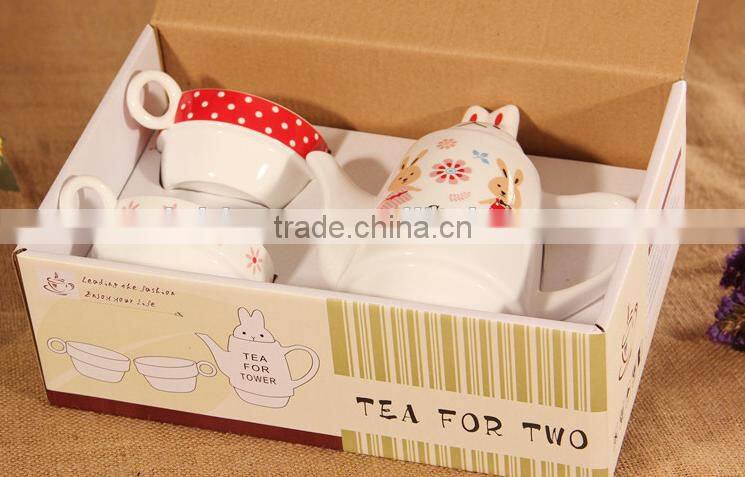 creative lovely cartoon pink red hello kitty cat gift ceramic teapot and mug 5 in 1 set