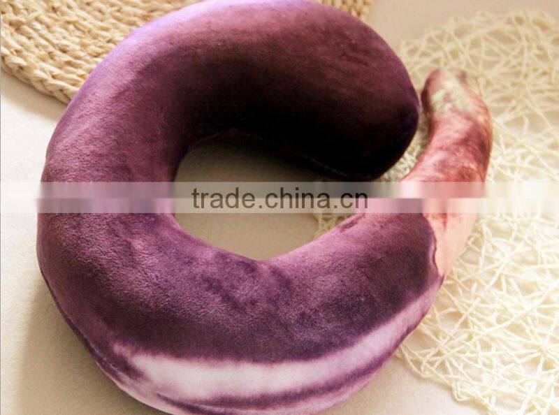 creative simulation shrimp pepper eggplant and U shape croissant imitated plush stuffed sleeping neck pillow cushion toy