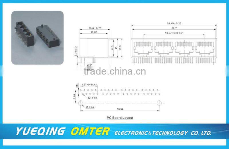 custom 8 pin d-link rj45 female connector pcb jack