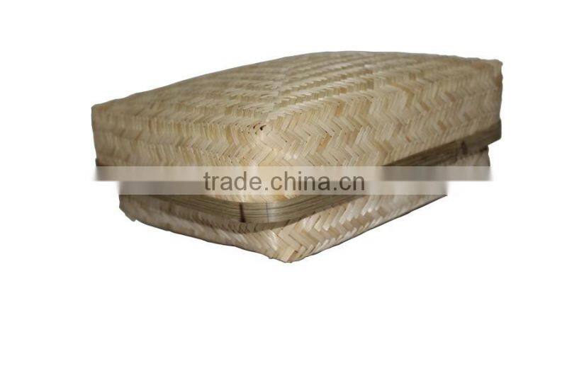 New design rectangular woven bamboo gift basket with cane