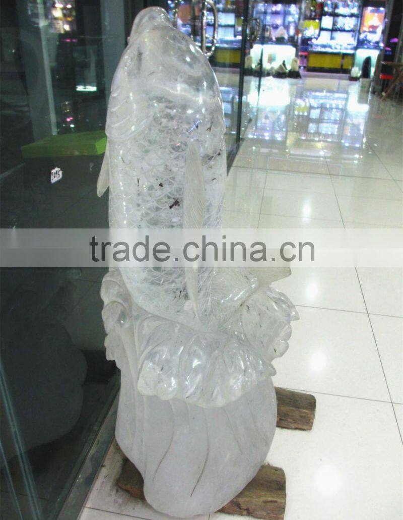 Animal design fish shaped transparent crystal fish crystal carving fish