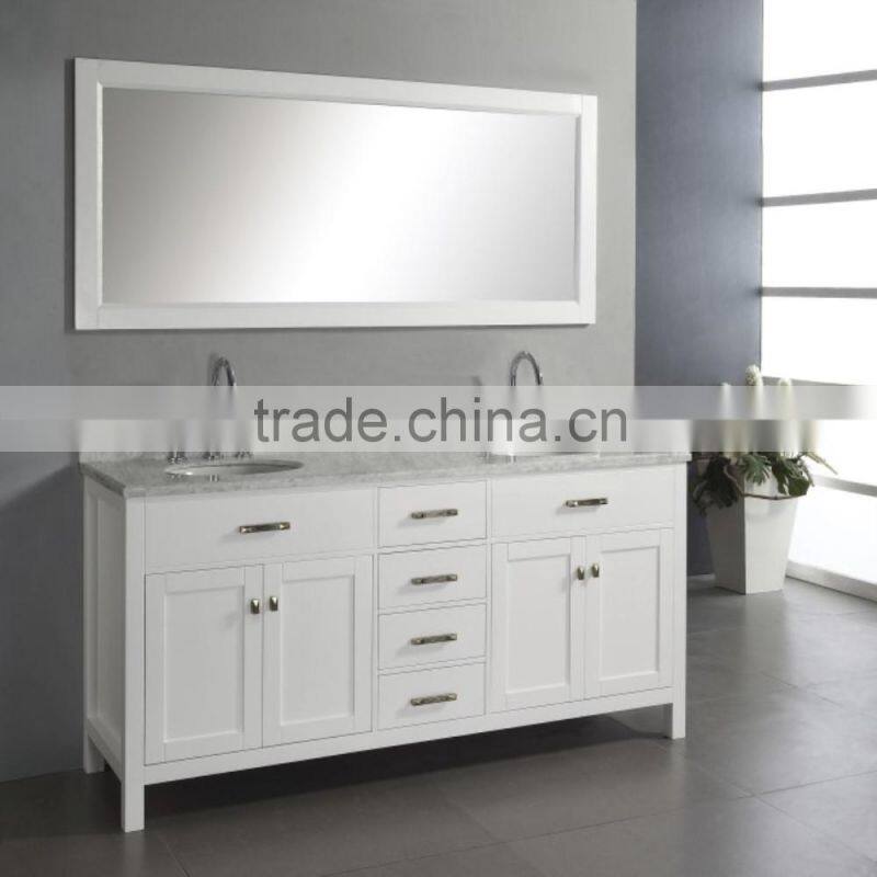 White Solid Oak Wood Transitional Bathroom Vanity