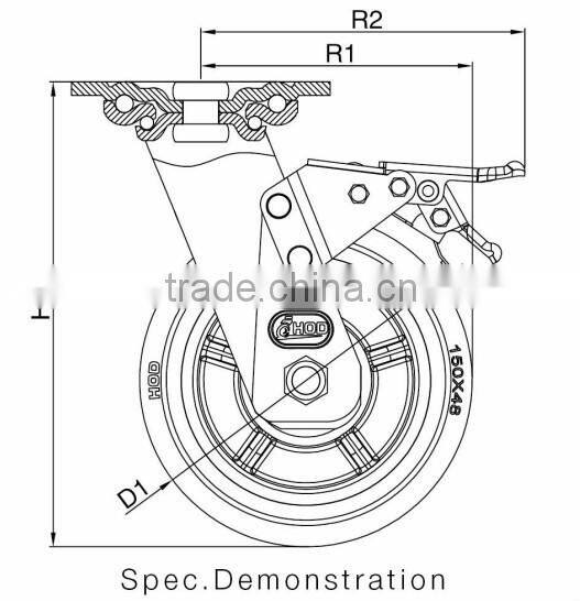 Rigid/Fixed PU Caster Heavy duty Double Ball Bearing Caster