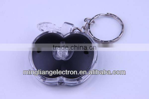 Apple shape led lights keychain