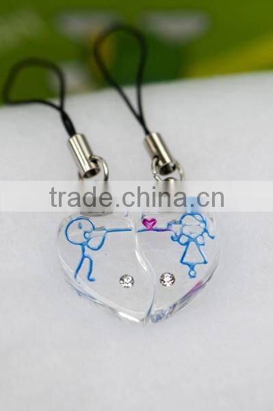 2015 Hot sale couple crystal clock pendant unisex clock pendant in 2 parts