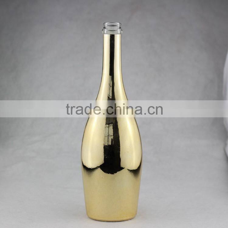 Excellent quality cheap fancy champagne bottles electroplate bottles 750ml golden bottles