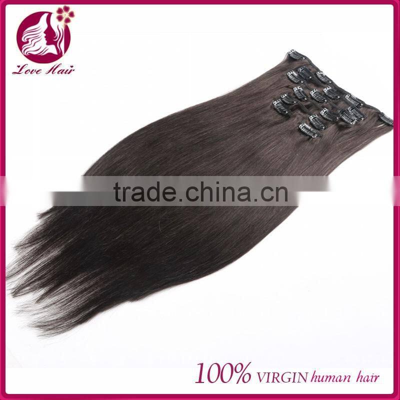 Best Quality virgin brazilian hair weaving clip in human hair extensions